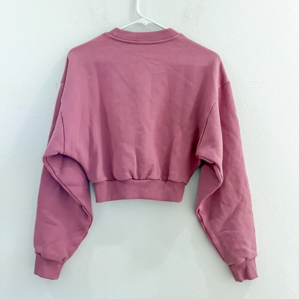 ALO Yoga Accolade Crewneck Crop Pullover  Pink Athleisure Hiking Yoga XS
